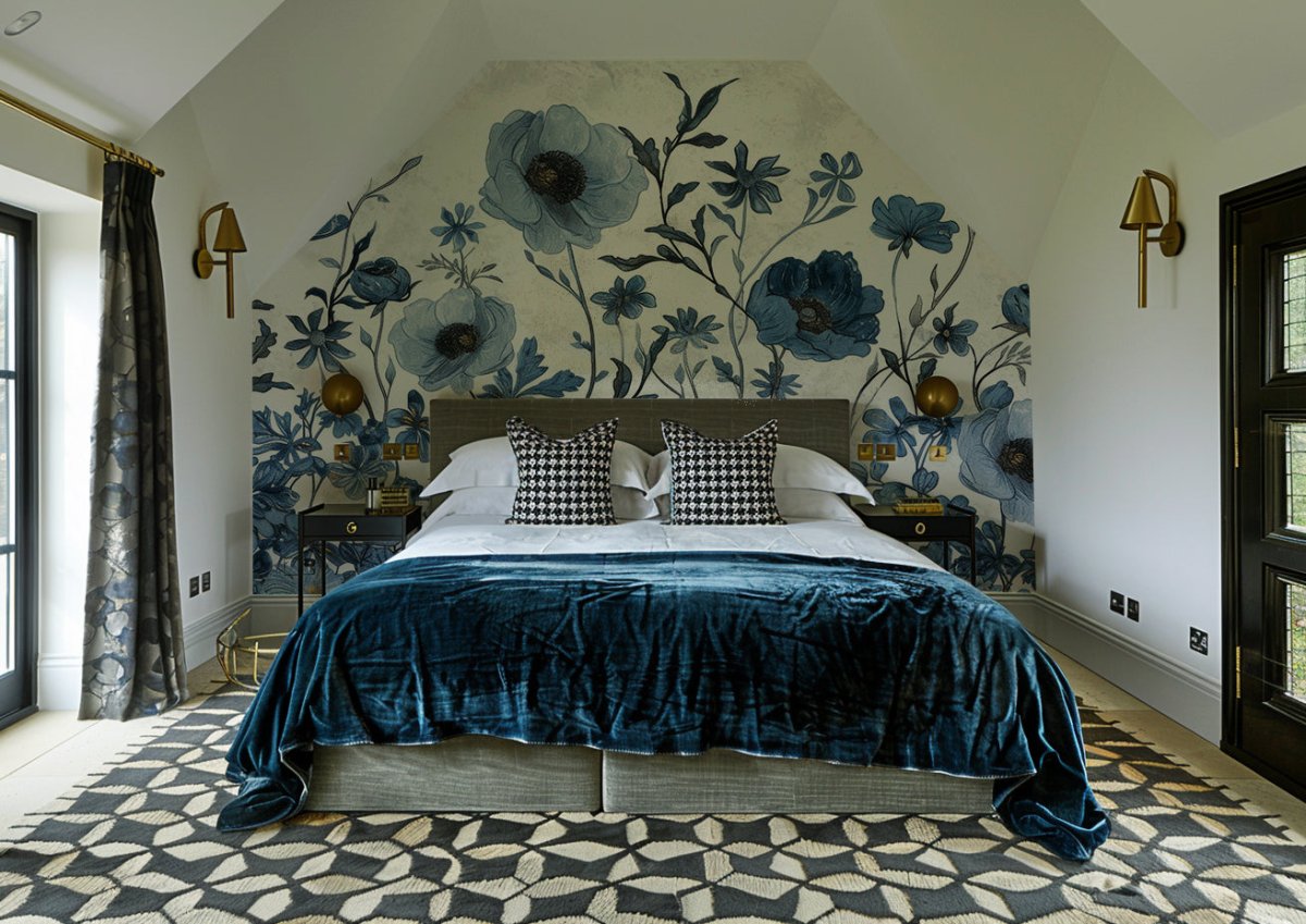 Fleurs Majestueuses Bleu Nuit