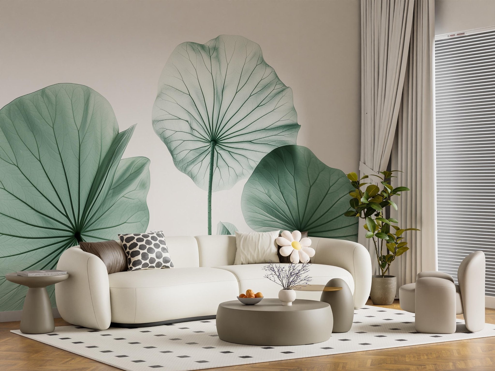 Feuilles de Lotus Géantes en Vert Sauge