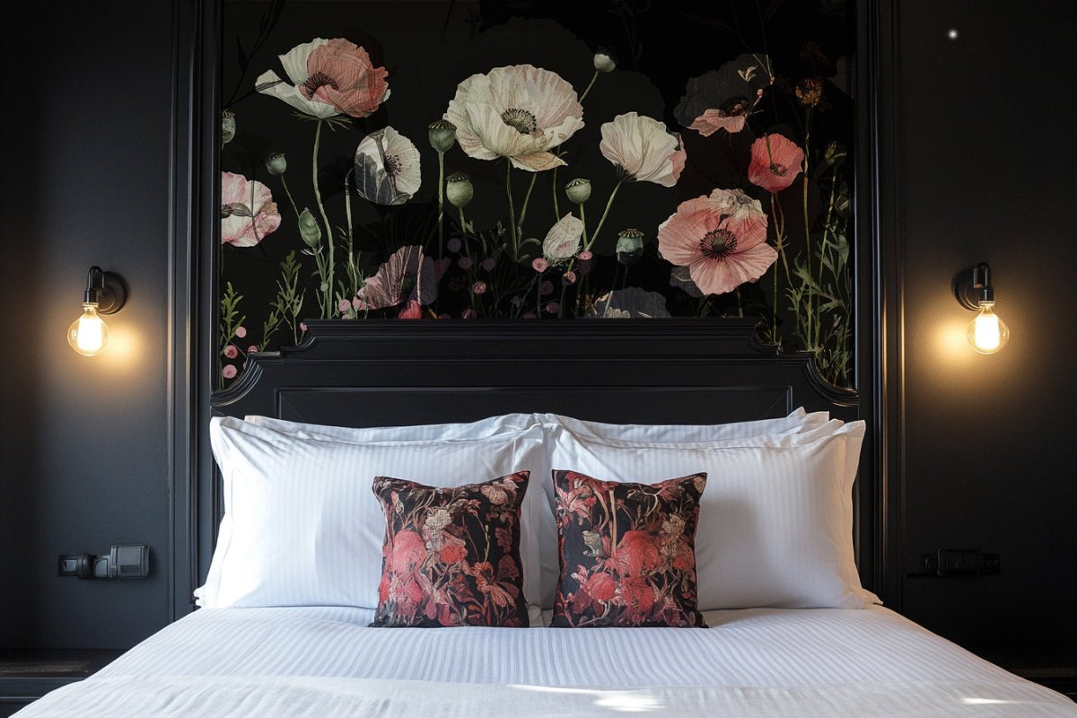 Coquelicots Nocturnes – Noir Élégant