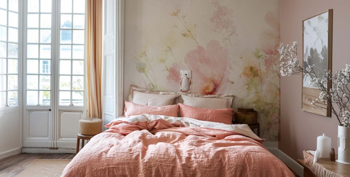 Fleurs Pastel Aquarellées en Rose Doux