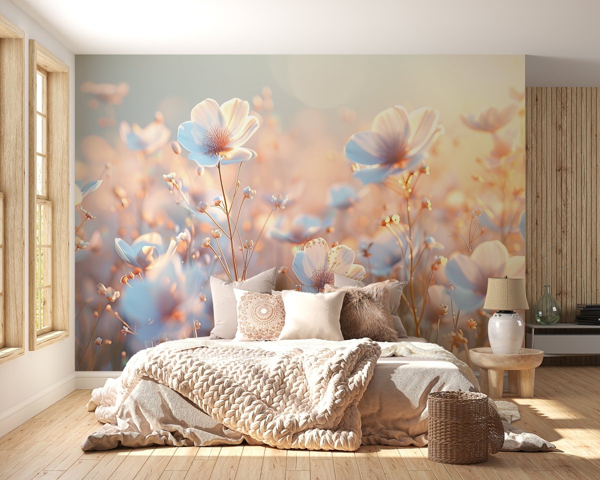 Prairie Lumineuse en Bleu Poudré et Beige Doré