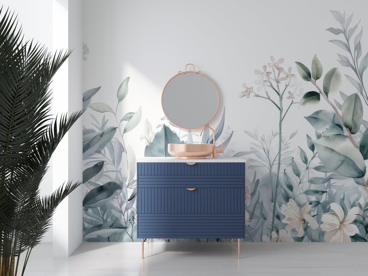 Nuit Fleurie : Papier Peint Panoramique aux Touches de Rose Poudré