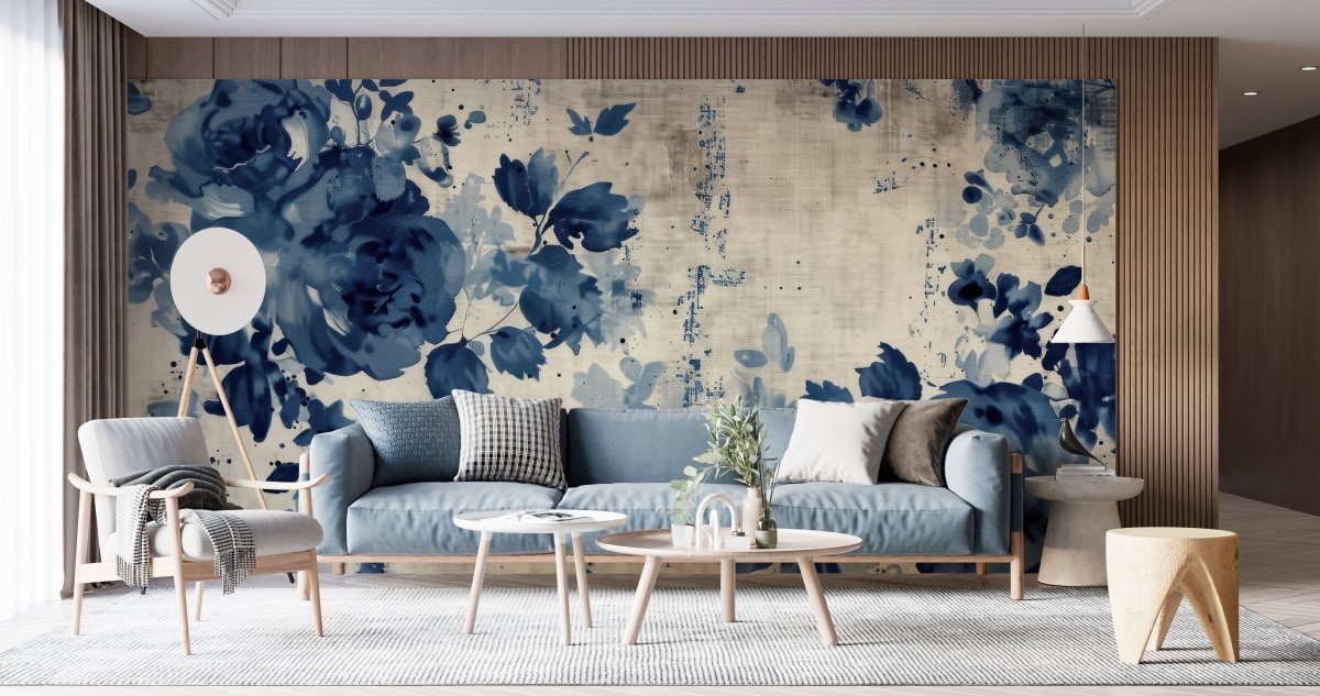 Roses Indigo Aquarelle – Bleu Nuit